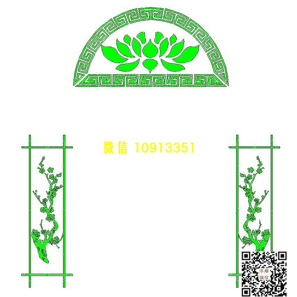 精雕图12成套梅花墓碑板墓碑线雕图线条图单线铣底图_电脑雕刻plt文泰矢量图精雕图浮雕图
